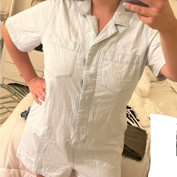 Madewell Denim Relaxed Coverall Romper - Picture 2 of 2